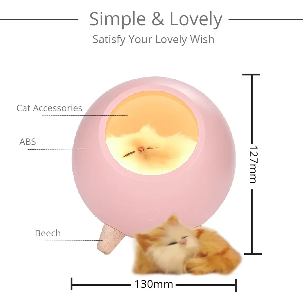 

USB Touch Night Llight LED Cat Light Bionic Cat Stepless Dimming Atmosphere Night Light Room Decoration Lamp Holiday Gift