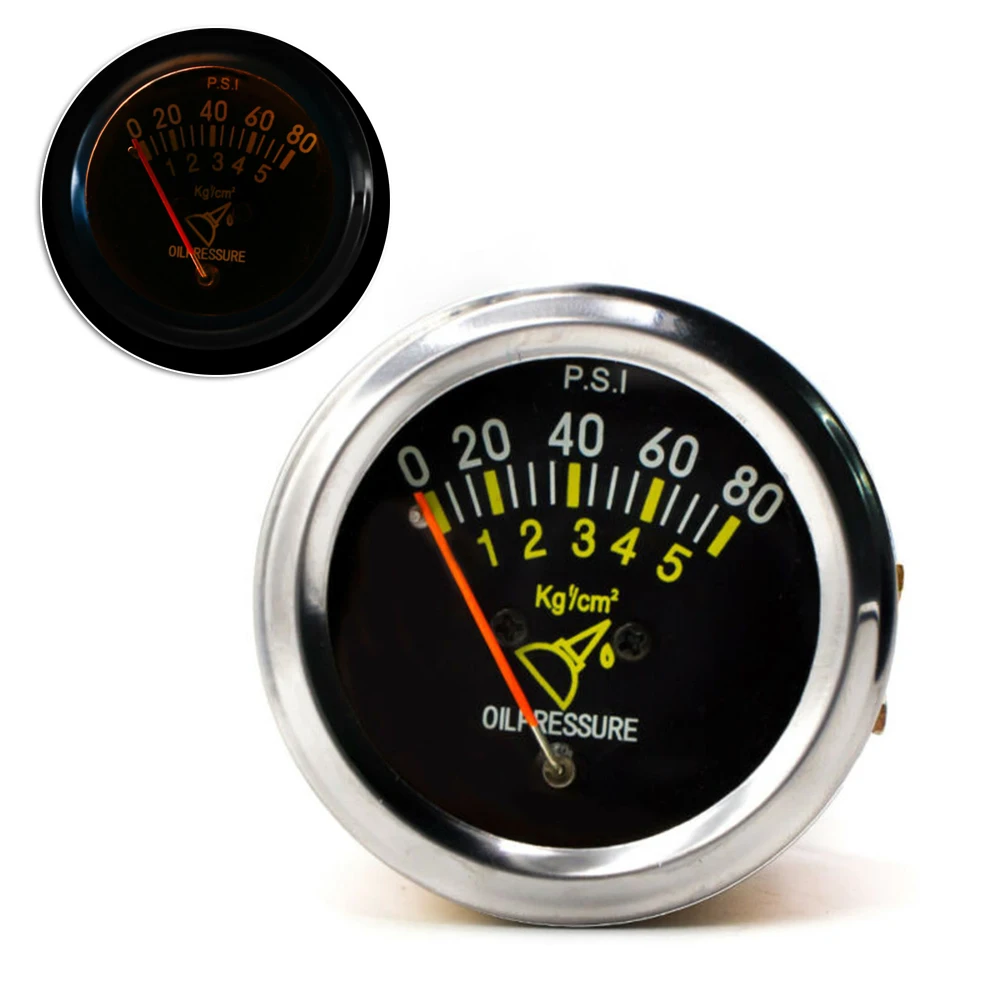 

0 ~ 80 PSI Oil Press Pressure Gauge Black 2 inch Metal Universal Meter