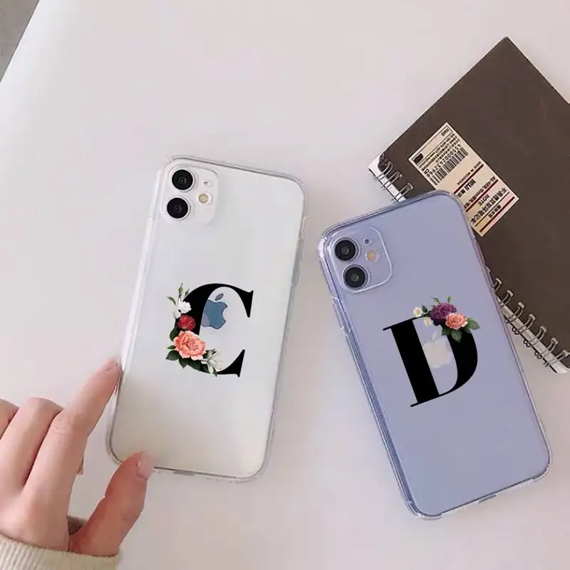 

Alphabet Letter Phone Case For iphone 12 11 mini x xs xr pro max 8 7 6s 6 5 5s 5c se plus Transparent soft