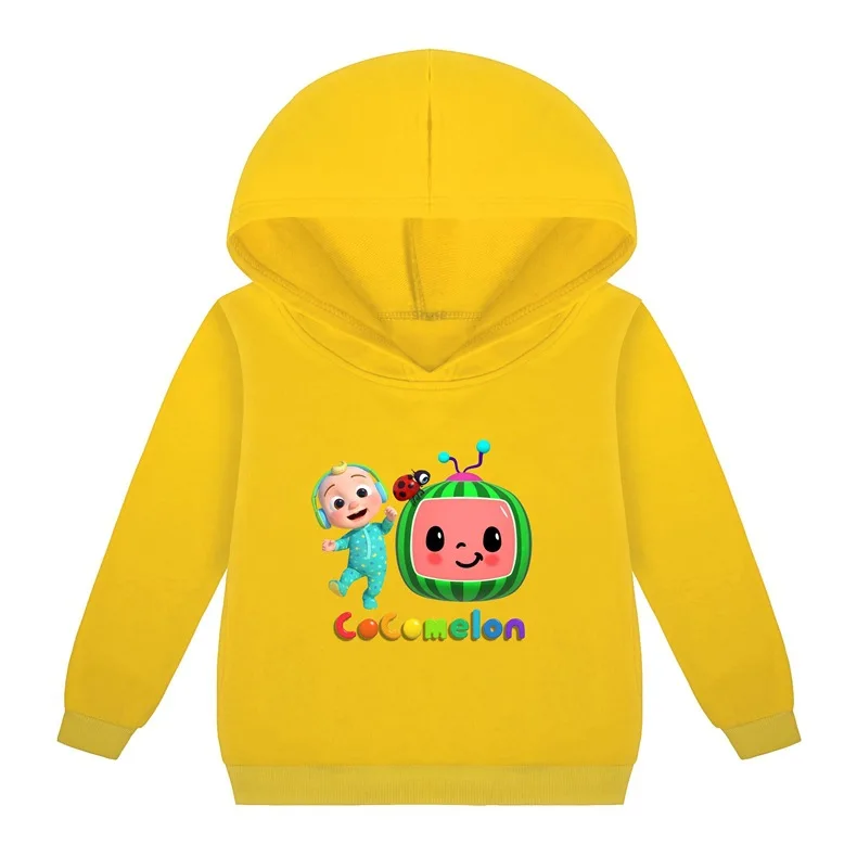 

New cocomelon JJ Boys' Hooded Sweatshirt Girls' Pullover Tops Spring and Autumn Outing Clothes boys girls graphic tee