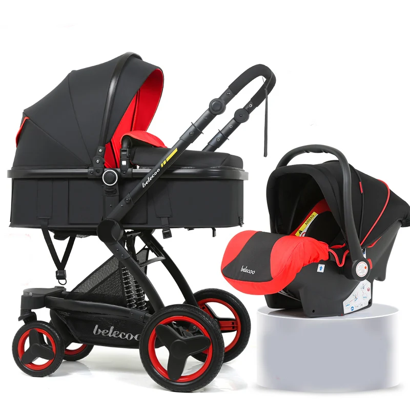 Belecoo Baby Stroller 3 In 1 Baby Trolley  Newborn Pram Portable Pushchair Foldable Baby Cart Baby Stroller  Car Seat