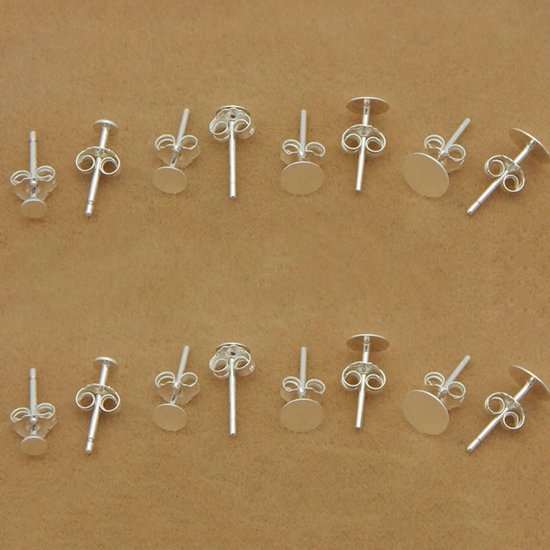 4 шт./компл. 925 пробы Серебряные Пустые спины кабошон круглое основание серьги