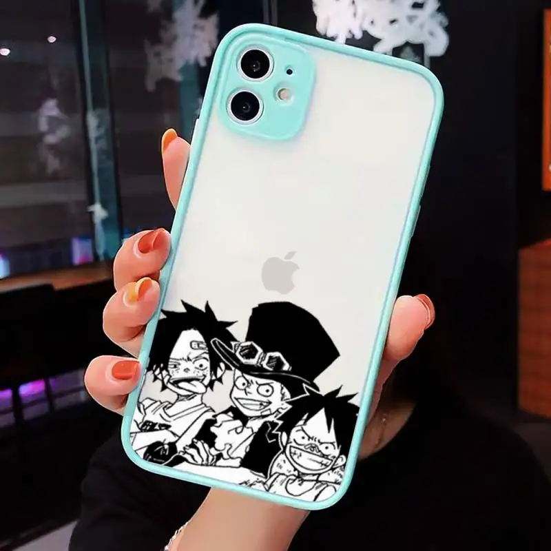 

Black & White Japan Anime one piece Phone Cases matte transparent For iphone 7 8 11 12 plus mini x xs xr pro max cover