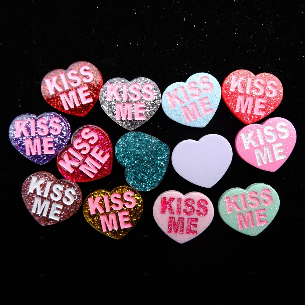 10 шт смолы Kiss Me сердце ремесла плоская спина Кабошон Скрап заказ украшения