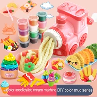 plasticine color clay train noodle machine toy children mold tool set ice cream machine girl handmade clay pretend kitchen toys