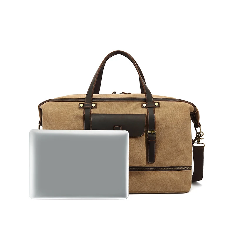 Dry-Wet Separation Duffle Bag Casual Canvas Large Capacity Weekend Outdoor Short Trip Clothes Storage Handbag Travel Accessories