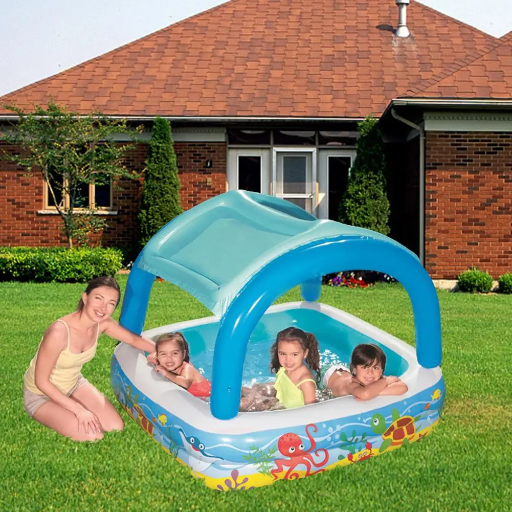Outdoors Inflatable Swimming Pool With Removable Sunshade Paddling Durable And Pressure Resistance Suitable For Children | Дом и сад