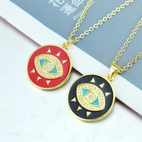 luxury lucky turkish evil eye pendant necklace for women micro pave full cubic zirconia gold color greek eye amulet jewelry