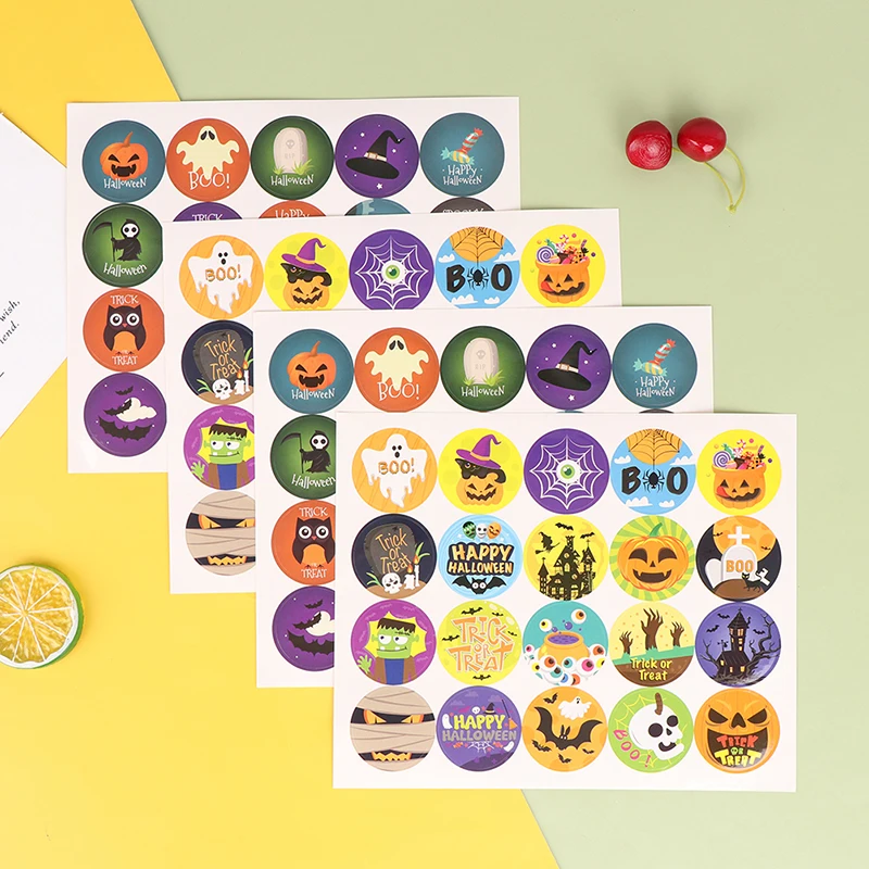 

10 шт., круглые наклейки-этикетки в виде тыквы на Хэллоуин