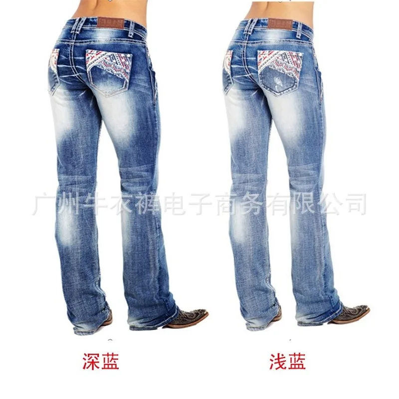 

Straight Jeans Women High Waisted Jean Blue Vintage Embroidery Bottom Fashion Denim Long Pants Lady Korean Japan Streetwear 2020