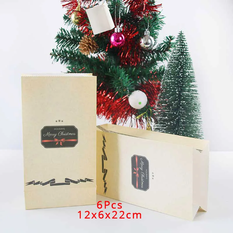 6pcs kraft box-E WEIGAO бумажная Подарочная сумка Рождественский подарок коробка бумажная Подарочная коробка Рождественские вечерние украшения для вечеринки коробка конфет Новогодняя Сувенирная Коробка - Цвет: 6pcs kraft box-E