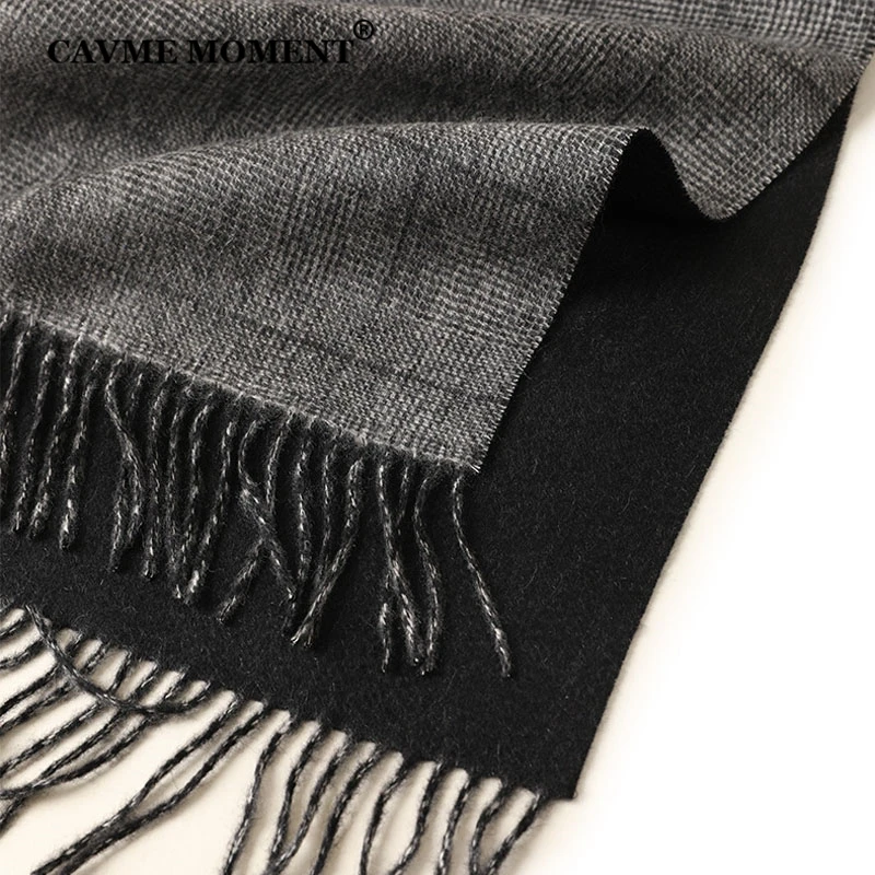 CAVME Pure Cashmere Plaid Scarf for Men Father Gift Birthday Luxury Double Face Scarves Unisex Long Pashmina 30*186cm/156g