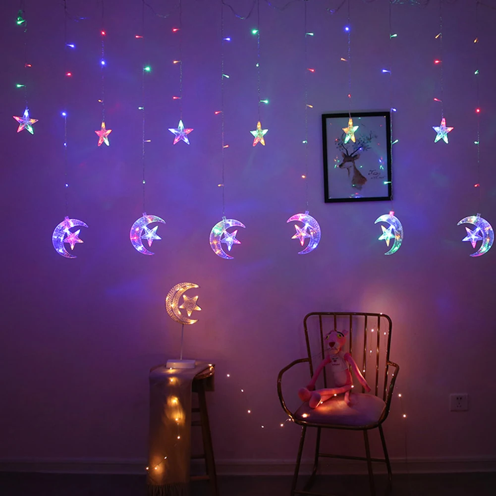 

LED Curtain Light Garland Star Moon Home Room Decoration For Home Fairy Lights Outdoor/Indoor Festival String Light