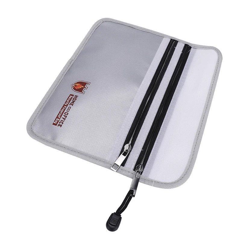 

Data File Bag Document Case Pouch Holder Silver Double zipper Organizer