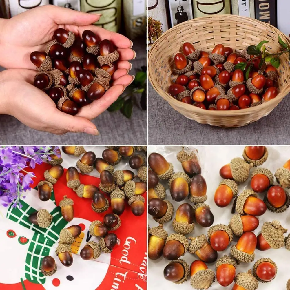 

1pcs 3cm Acorns Mini Artificial Fake Foam Fruits and Vegetables Berries Flowers For Wedding Christmas Tree Decoration V0A3