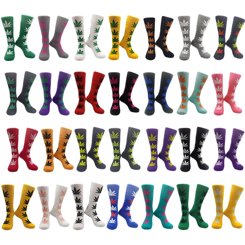 

Street fashion unisex weed socks hip hop skateboard chaussette high quality casual fall/winter hip-hop fun men socks