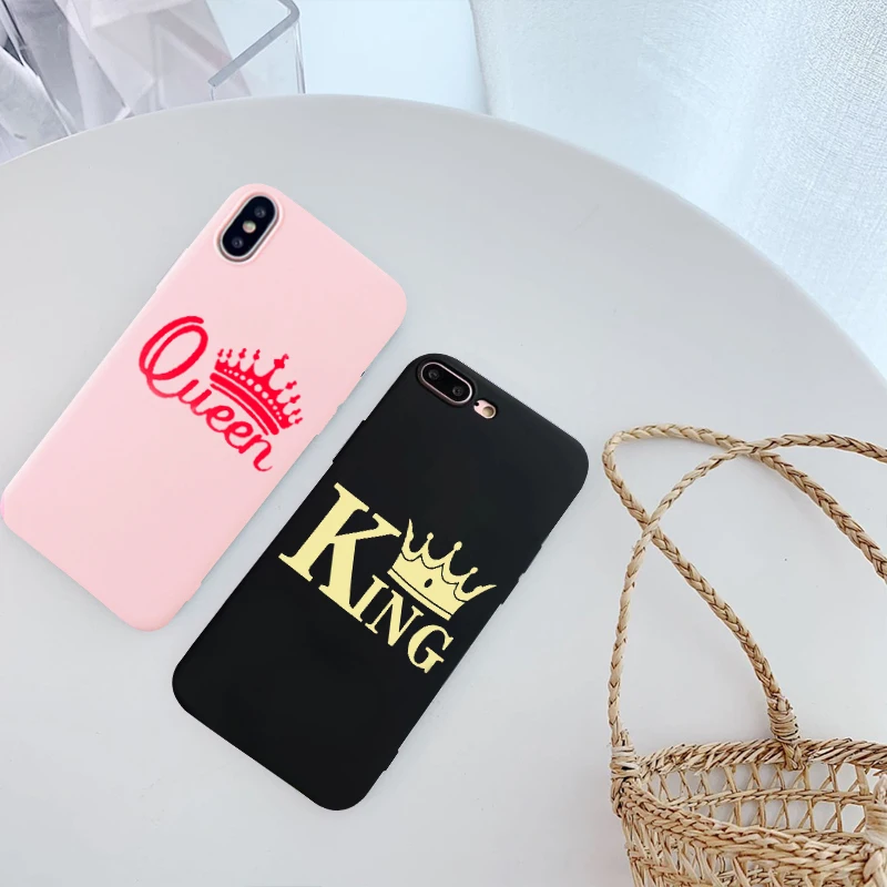 GYKZ мультяшная корона король королева пара чехол для iPhone XS MAX X XR 7 8 6 6s Plus буква