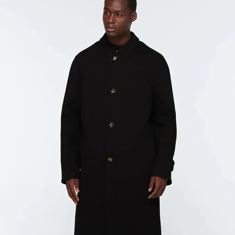 

Men's Medium And Long Black Loose Coat 2021 Autumn And Winter Korean Fashion Large Lapel Single Breasted Temperament Woolen Coat
