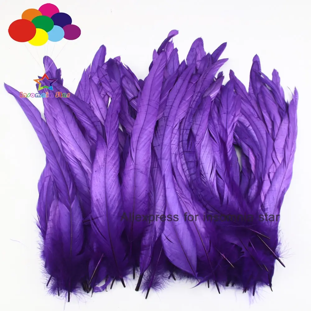 

100pcs 20-45cm/8-18 inch purple Rooster tail feathers Chicken feathers cock tail feather Rooster Tail Coque Feathers