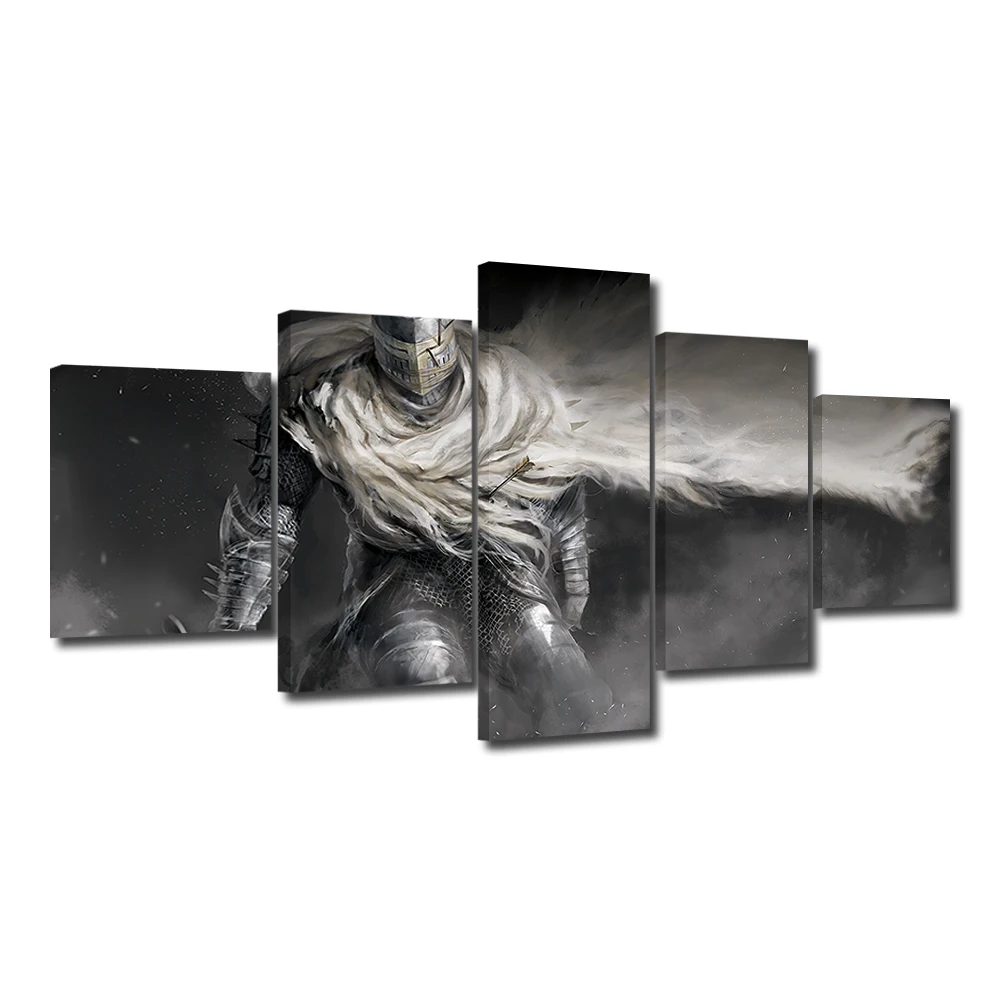 Dark Souls Canvas Prints - 5 Piece Wall Art Home Decor Panels - Games Poster for Bedroom - Frame Included image 5