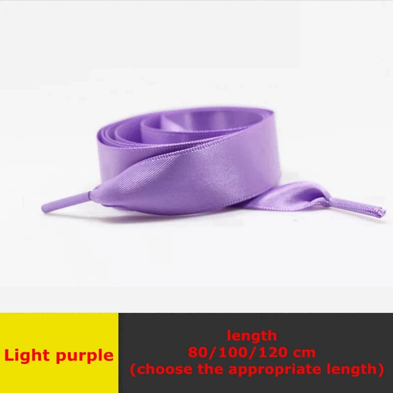 Light purple 1 пара атласной ленты шелковая обувь шнурки для отдыха на открытом воздухе шнурки белые женские романтические модные шнурки 80 см/100 см/120 см - Цвет: Light purple