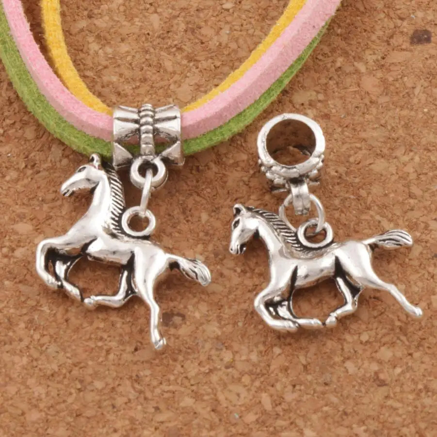 

Running Horse Charm Beads 19x24mm 100pcs zinc alloy Dangle Fit European Bracelets Jewelry DIY B050
