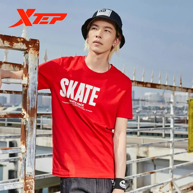 Мужская футболка с коротким рукавом Xtep летняя дышащая для бега буквенным принтом