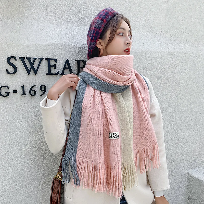 Wild Student Cute Thickening Couple Models Ins Girls Wool Scarf Winter ...