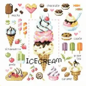 Набор для вышивки крестиком милый десертное мороженое сладкий чай | Дом и сад