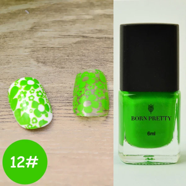 6ml 12 BORN PRETTY, яркие цвета, лак для ногтей, тиснение, черный, сладкий стиль, штамп для ногтей, пластина, лак для печати изображений, маникюрный лак, 15 мл, 6 мл - Цвет: 6ml 12
