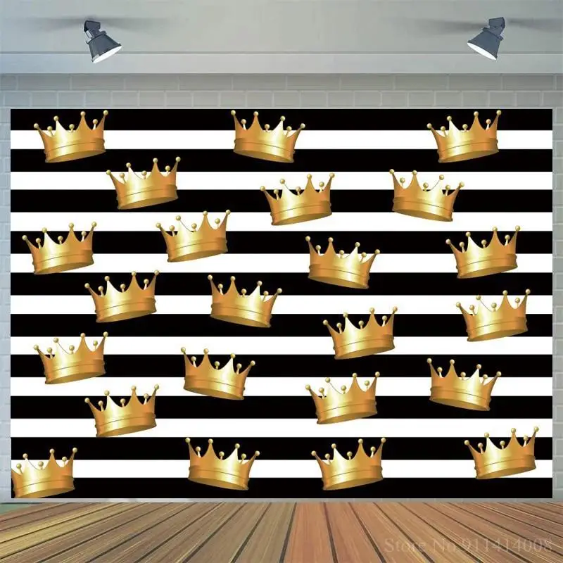 

Repeated Crown Happy Birthday Backdrop Photography Adult Women Celebration Evening Party Decor Wall Poster Vinyl Backgrounds