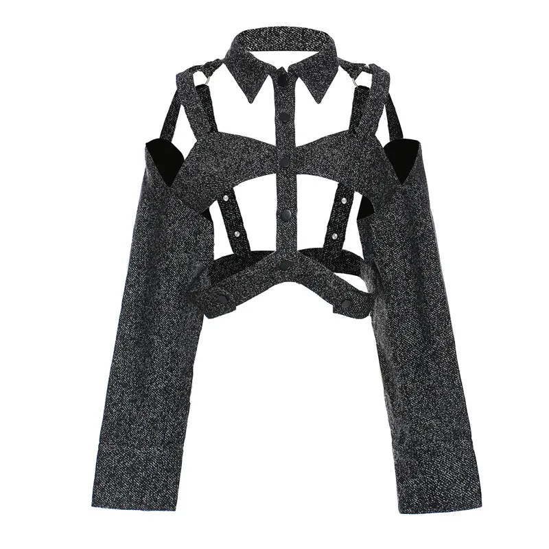 Блузка с отложным воротником и коротким вырезом Женская приталенная модная