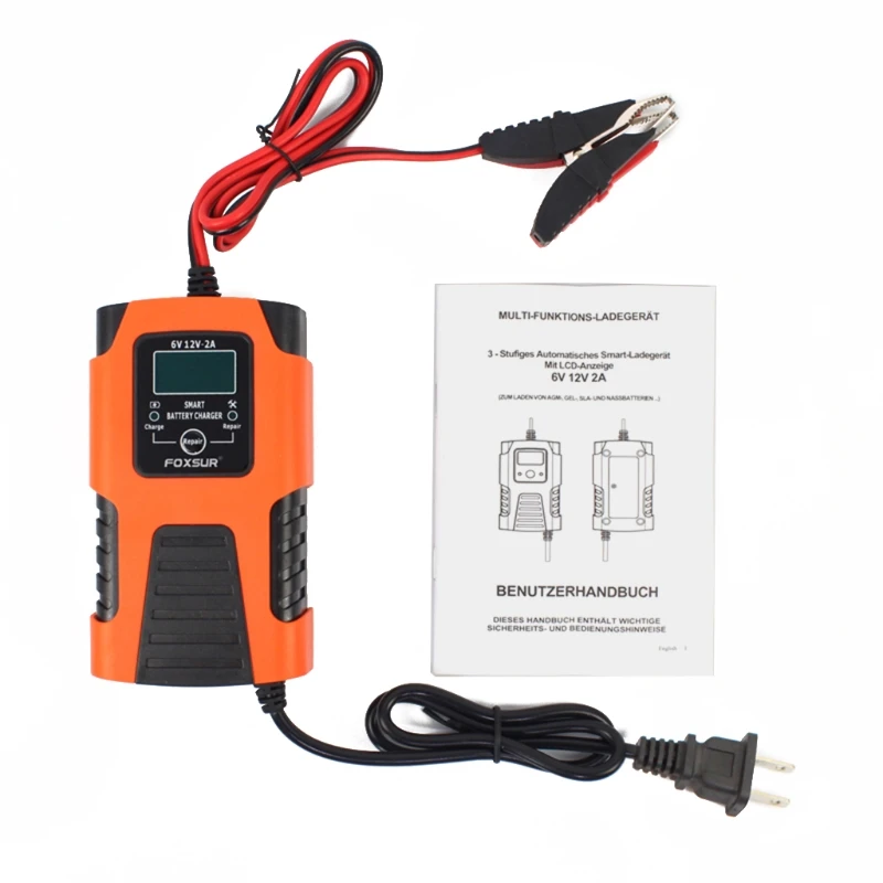 Car Intelligent Battery Charger Fire-proof Water-Resistant 12V 6V Automotive Smart Trickle Chargers Maintainer Motorbike