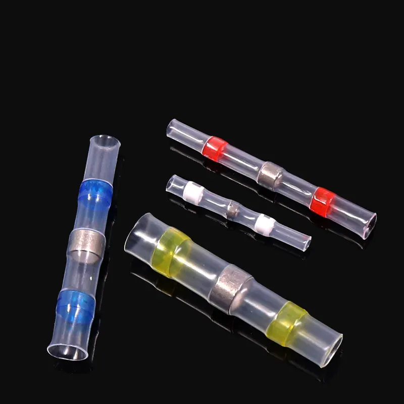 

50Pcs Heat Shrink Butt Terminals Waterproof Butt Wire Connectors Insulated Tube Tinned Copper Solder Connector Kit