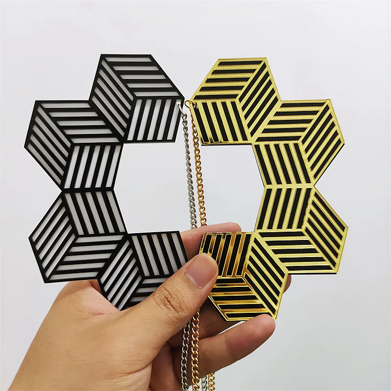 KUGUYS Модные Акриловые ювелирные изделия для женщин Геометрическая полосатая