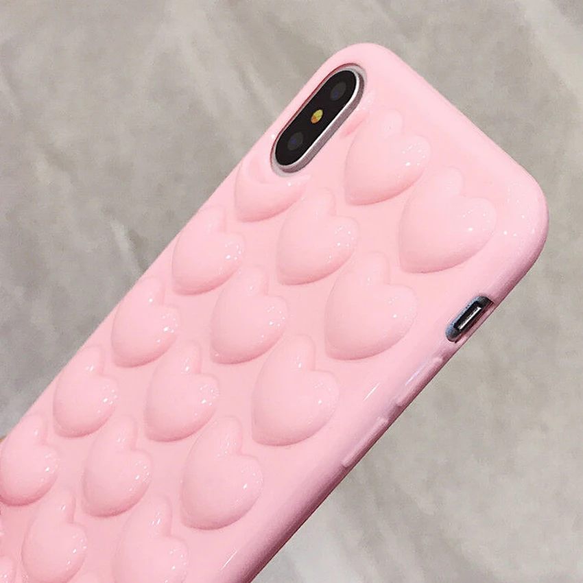 3D милый чехол для телефона в форме сердца iPhone XS Max X XR 6s 7 8 Plus силиконовый мягкий