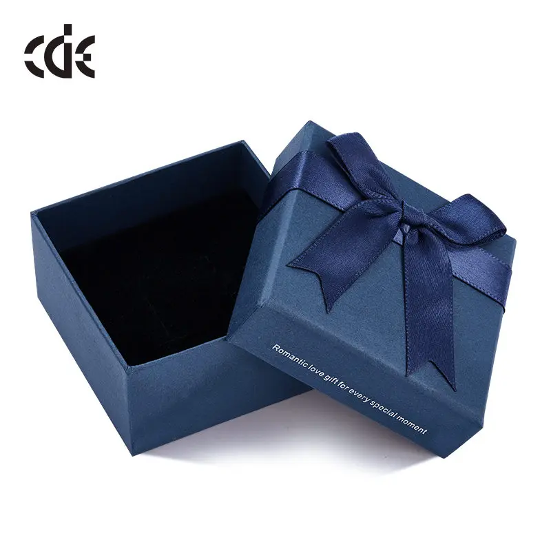 

CDE Classic Handmade Blue Bowknot Square Craft Paper Gift Box Necklace Earrings Ring Jewelry Organizer Storage Gift Boxes 1PCS