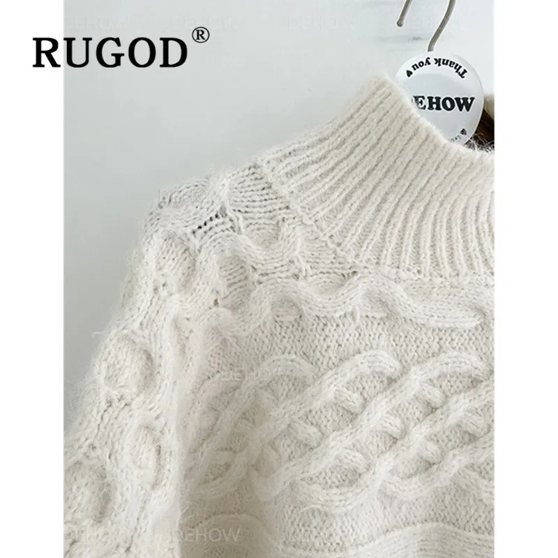 Женский укороченный свитер RUGOD белый трикотажный пуловер оверсайз с