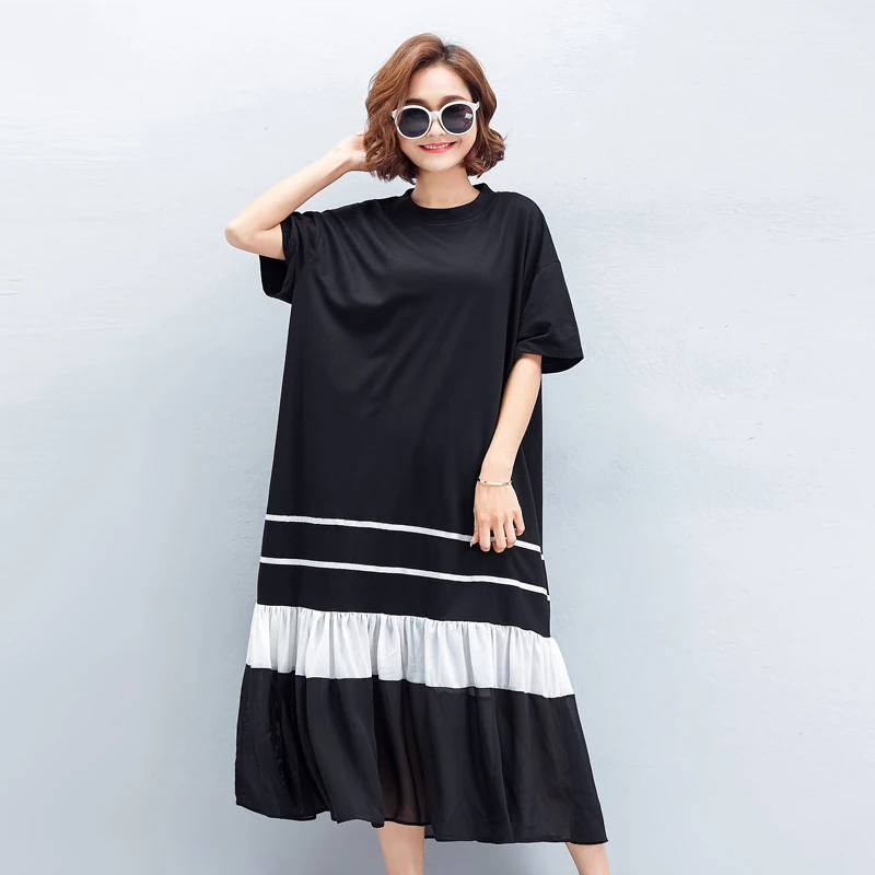 Женское Повседневное платье с оборками на подоле черное дизайнерское коротким