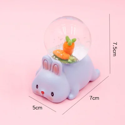 blue rabbit Мини каваи котенок пряжа шар снег глобус светильник светится в темноте Рождественские украшения аксессуары дочери подарки для дома - Цвет: blue rabbit