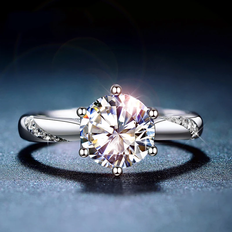 Классическое серебряное кольцо Moissanite 1 карат IJ ювелирное изделие с цветными