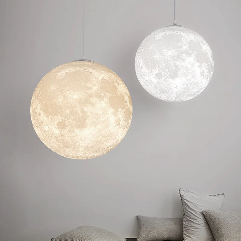 3D imprimir colgante Luna novedad creativa Luna atmósfera lámpara de luz nocturna restaurante/Bar iluminación colgante lámpara colgante