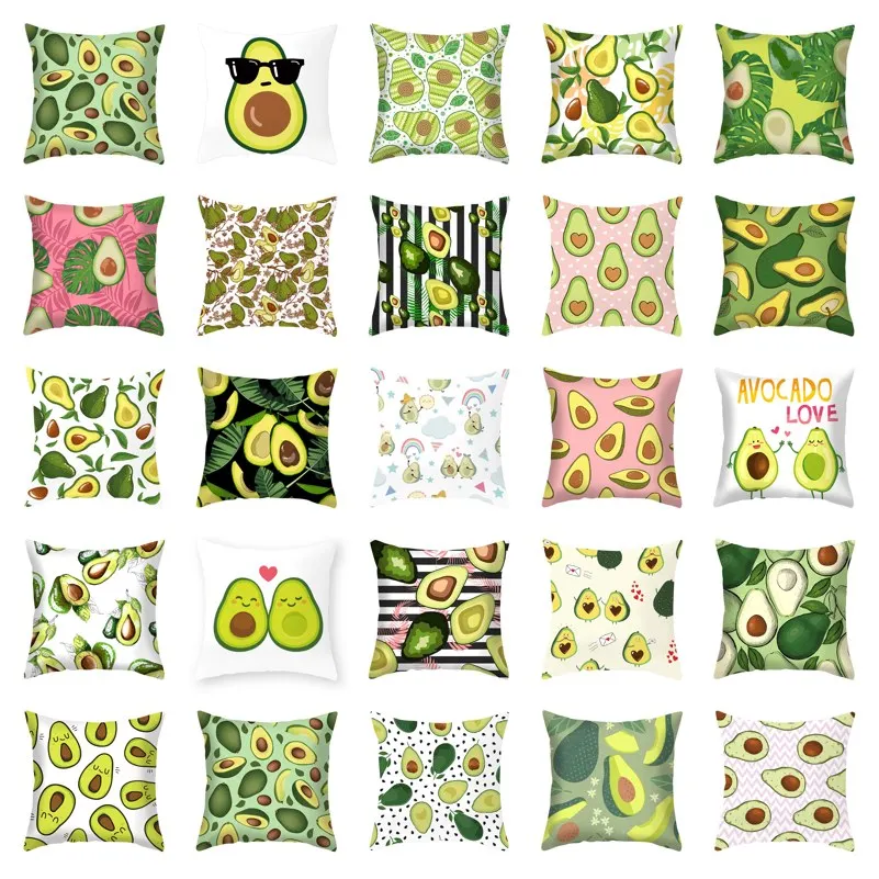 

High Quality Cushion Covers Cartoon Style Tropical Fruit Avocado Pillowcase Pillows for Sofa Car Home Decor Pillow Cover 45x45cm