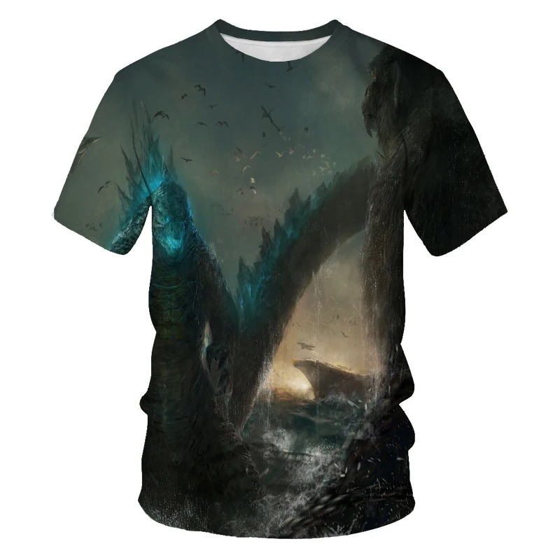 

3D printing behemoth science fiction movie male T-shirt O-neck short-sleeved summer breathable streetwear oversized T-shirt