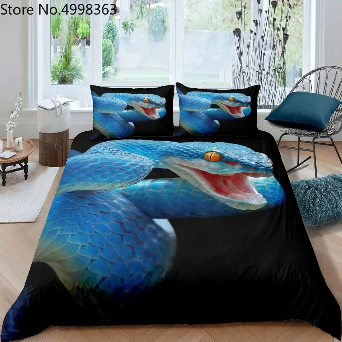 2/3 шт. Комплект постельного белья со змеиным рисунком пододеяльник с