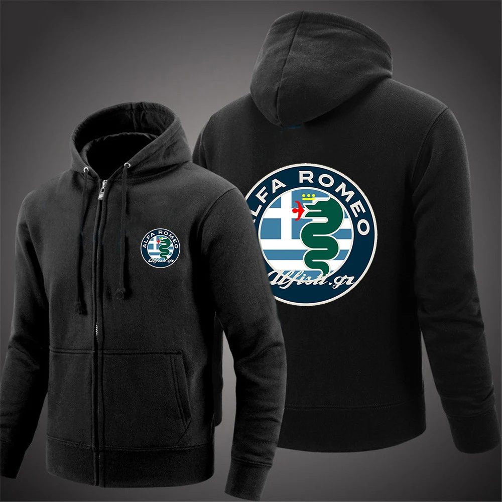 

2021 Spring and Autumn New Alfa Romeo Logo Print Design Tops zipper Hoodies Jacket Print Punk Clothing Fashion Casual Sweatshirt