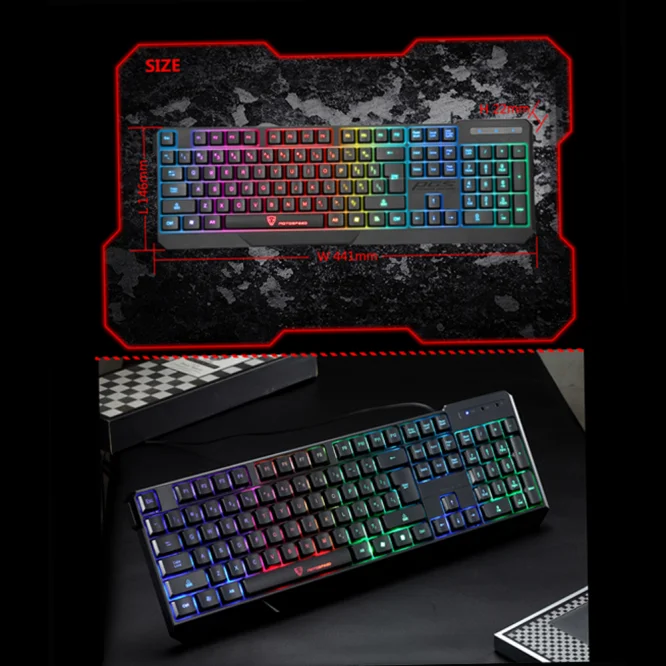 K70 Waterproof Colorful LED Illuminated Backlit USB Wired Gaming Keyboard lights for professional gaming wired keyboard|Клавиатуры| |