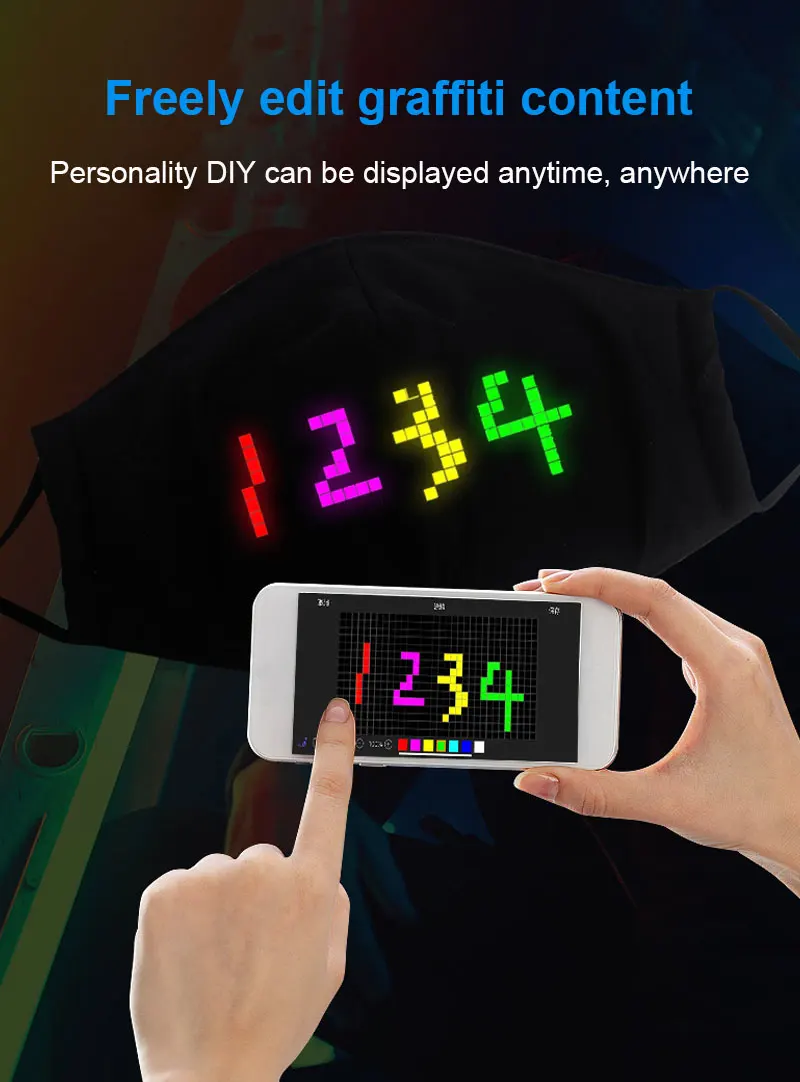 Волшебная маска для лица со светодиодной подсветкой матрица с управлением через