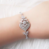 rakol vintage flower heart shape luxury braceletsbangles aaa cubic zirconia elegant gift jewelry for women