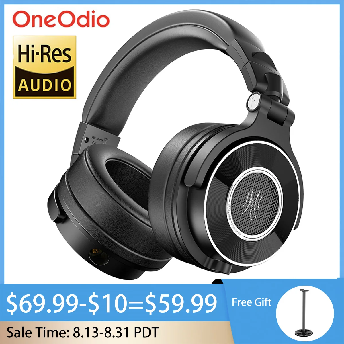 Oneodio Монитор 60 Проводные Наушники Профессиональные студийные наушники стерео накладные наушники с Hi-Res аудио микрофоном для DJ